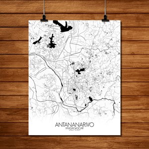 Antananarivo carte ville city map n&b