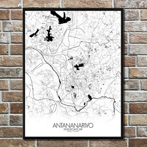 Antananarivo carte ville city map n&b