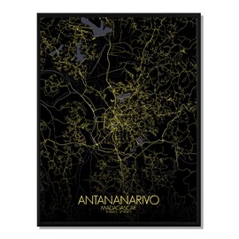 Antananarivo carte ville city map nuit