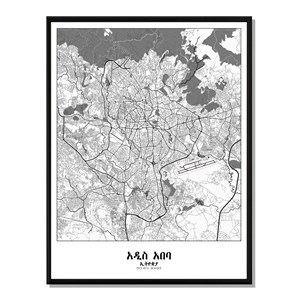 Addis-ababa carte ville city map n&b