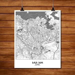 Addis-ababa carte ville city map n&b