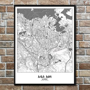 Addis-ababa carte ville city map n&b