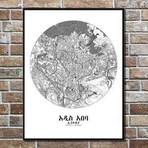 Addis-ababa carte ville city map rond