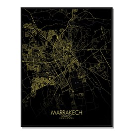 Marrakech carte ville city map nuit
