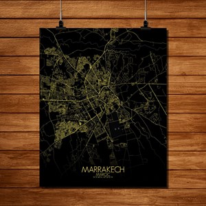 Marrakech carte ville city map nuit