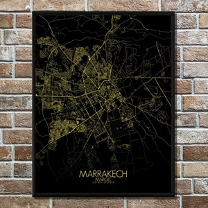 Marrakech carte ville city map nuit