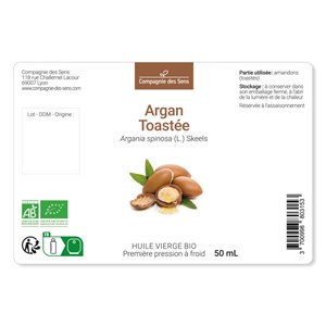 Huile de argan toastée du maroc bio - 50ml - fraîcheur garantie oxycert® - vierg