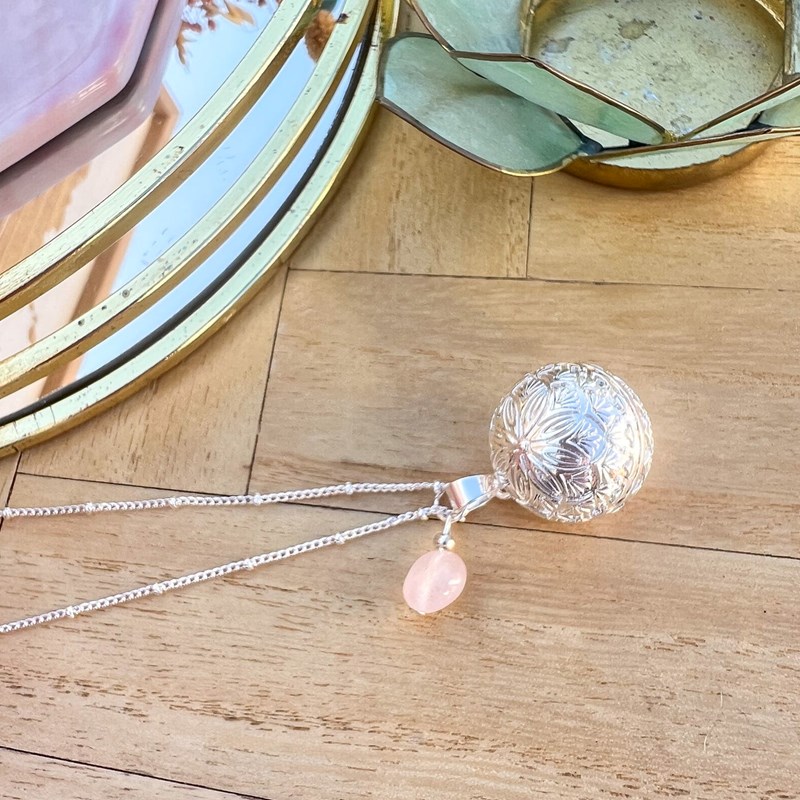 Bola de grossesse gravé argent quartz