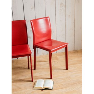 Paire de chaises en cuir rouge n°1330