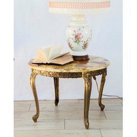 Table basse en laiton et marbre n°506