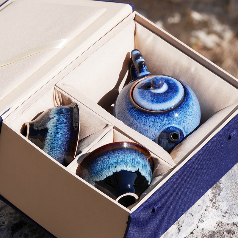 Coffret service à thé tenmoku etoile