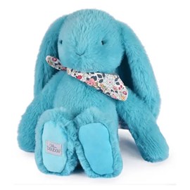 Lapin fleurette - turquoise 35cm