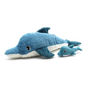 Peluche dauphin maman et son bébé bleu