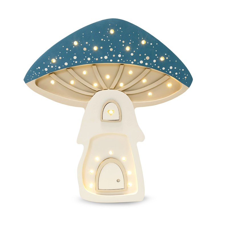 Lampe veilleuse maison champignon bleu