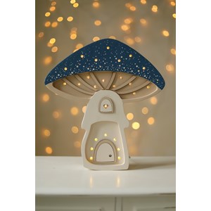 Lampe veilleuse maison champignon bleu