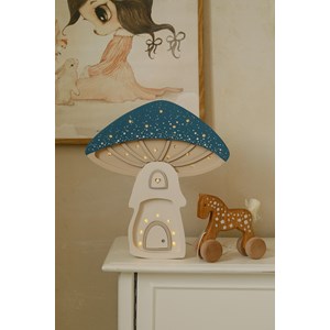 Lampe veilleuse maison champignon bleu