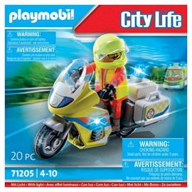 Urgentiste avec moto et effet lumineux