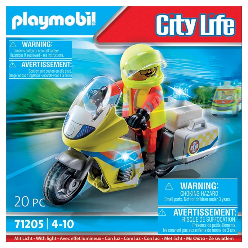 Urgentiste avec moto et effet lumineux