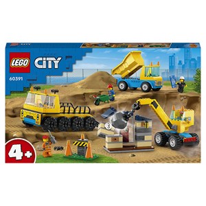 Lego camions chantier et la grue à boule