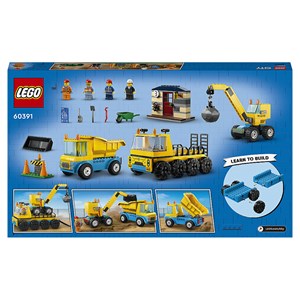 Lego camions chantier et la grue à boule
