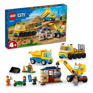Lego camions chantier et la grue à boule
