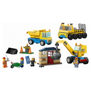 Lego camions chantier et la grue à boule