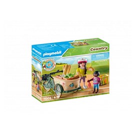 Cycliste avec vélo et remorque avant