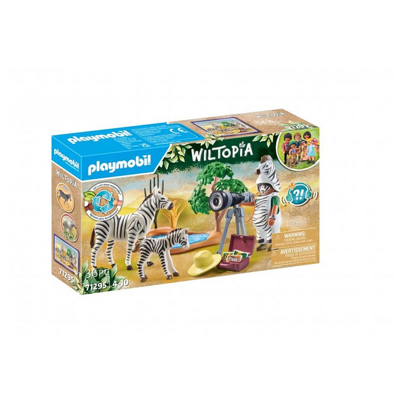 Photographe avec déguisement et zèbres