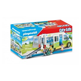 Bus scolaire blanc vert