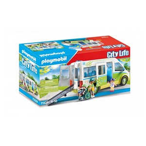 Bus scolaire blanc vert