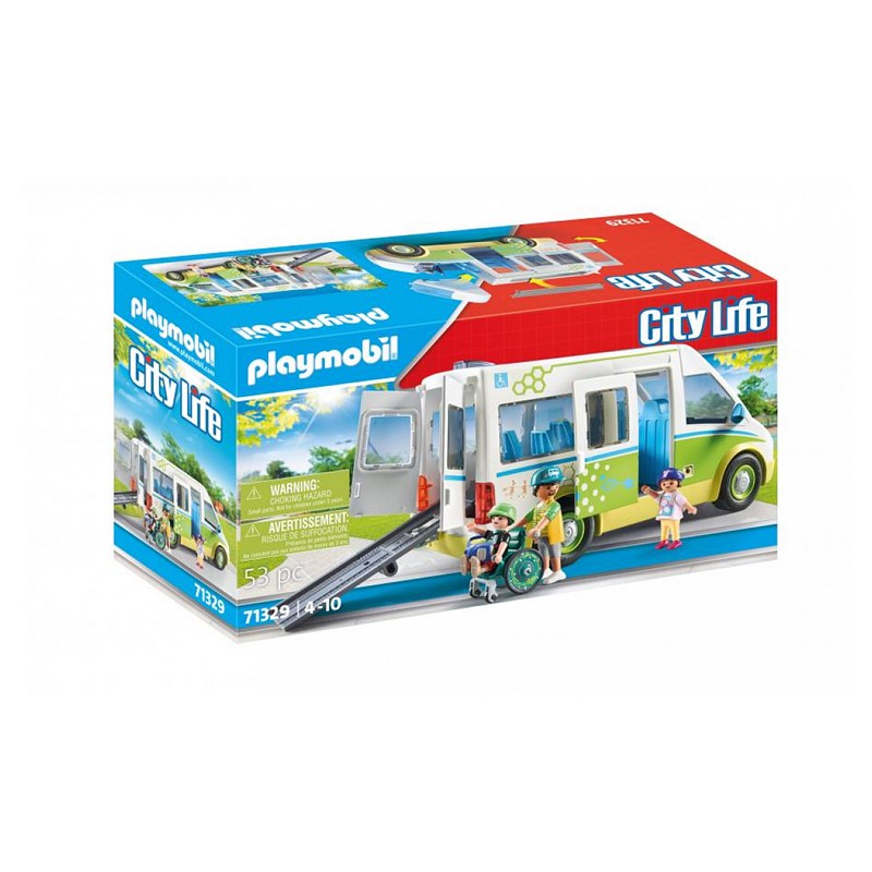 Bus scolaire blanc vert