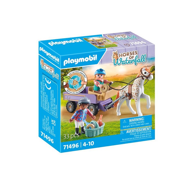 Enfants avec calèche et poney