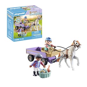 Enfants avec calèche et poney