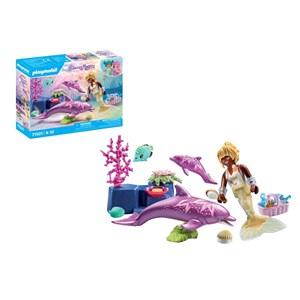 Sirène avec dauphins