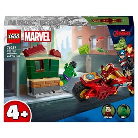 Lego iron man avec une moto et hulk