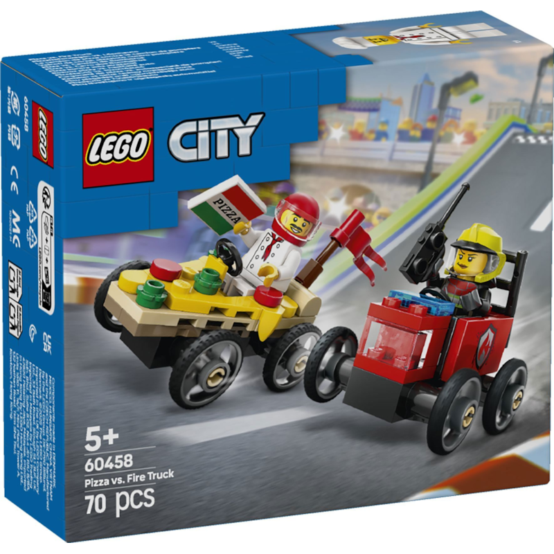 LEGO® City Pack de bolides de course : camion de pizza et de pompiers 60458
