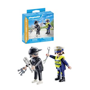Policier et bandit avec accessoires