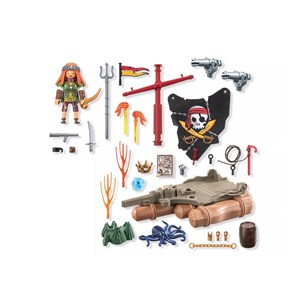 Pirate radeau flottant, canons et trésor