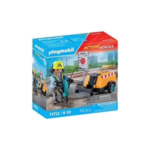 Ouvrier marteau piqueur et signalisation