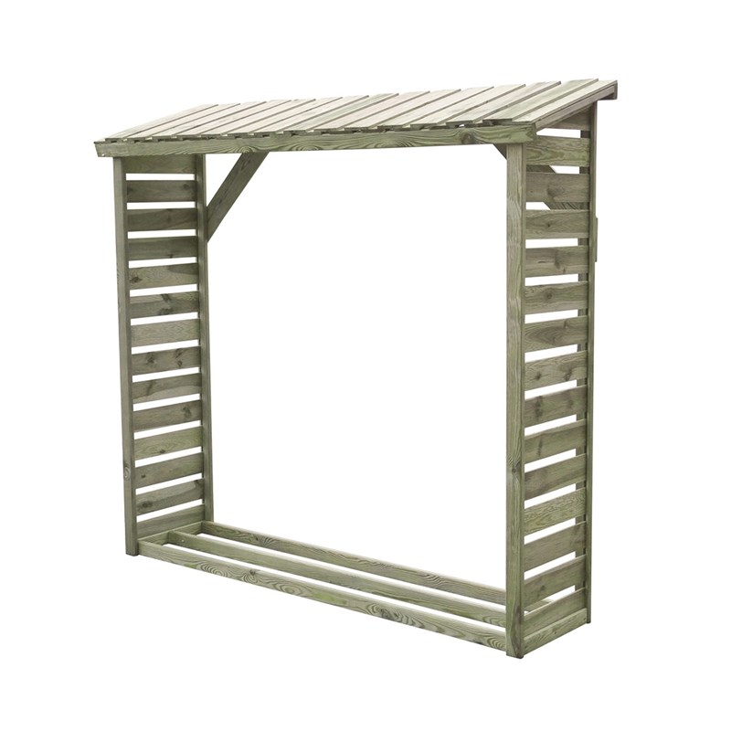Abri bûches en bois avec plancher