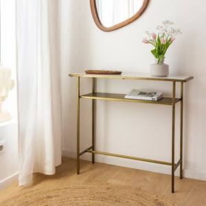 Console en métal doré et marbre timéo