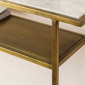 Console en métal doré et marbre timéo