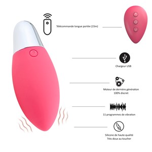 Œuf vibrant télécommandé - sextoy - rose