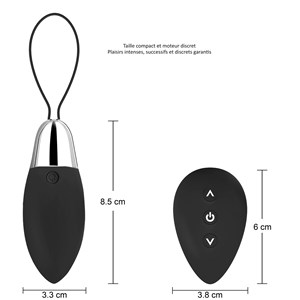 Œuf vibrant télécommandé - sextoy - noir