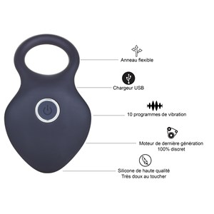 Anneau vibrant - sextoy - noir