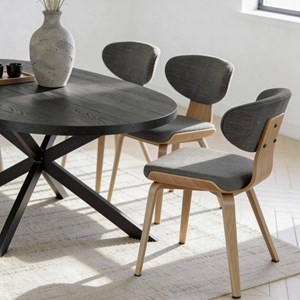 Chaise tissu gris et bois sapin