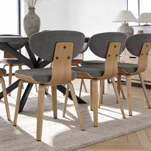 Chaise tissu gris et bois sapin