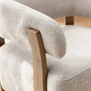 Fauteuil en tissu écru et bois