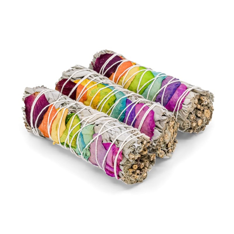 Lot de 3 bâtons de sauge &nbsp;7 chakras&nbsp; 100mm - méditation - bivea