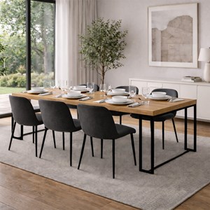 Kama table extensible 10-12 personnes effet bois 300cm